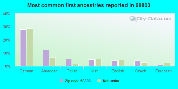 Most common first ancestries reported in 68803