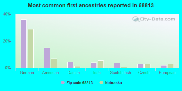 Most common first ancestries reported in 68813