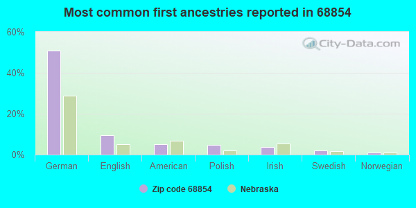 Most common first ancestries reported in 68854