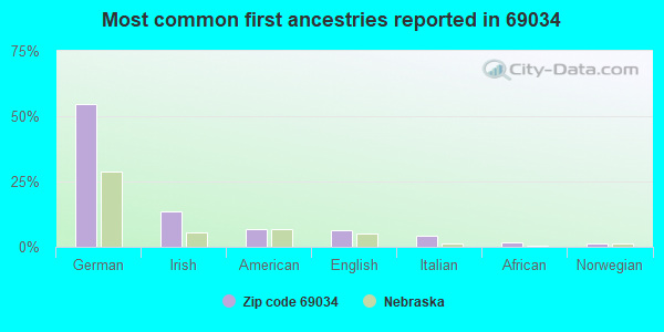 Most common first ancestries reported in 69034