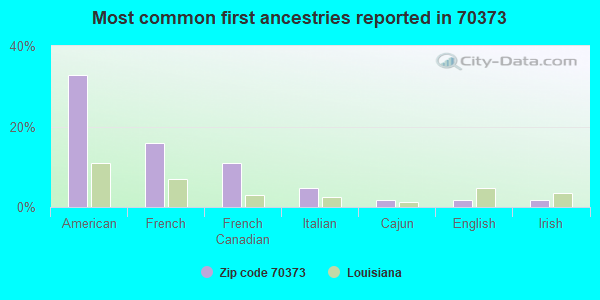 Most common first ancestries reported in 70373