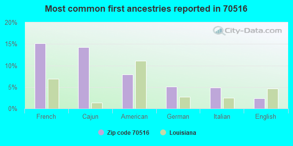 Most common first ancestries reported in 70516