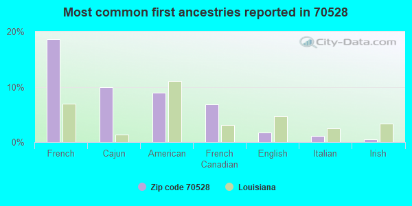 Most common first ancestries reported in 70528