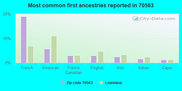 Most common first ancestries reported in 70563