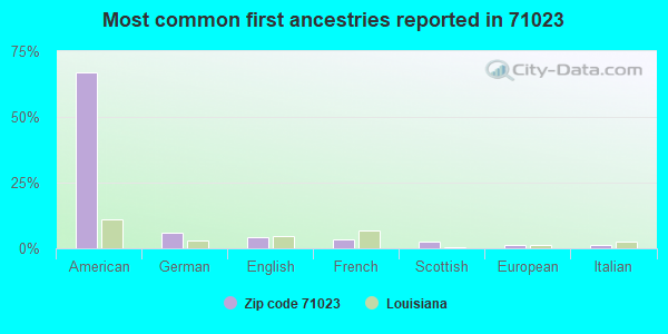 Most common first ancestries reported in 71023