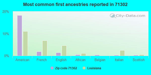 Most common first ancestries reported in 71302