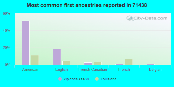 Most common first ancestries reported in 71438
