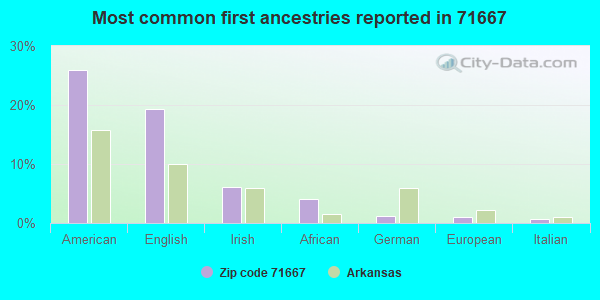 Most common first ancestries reported in 71667