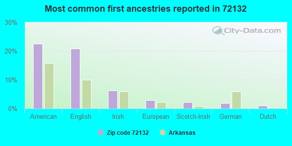 Most common first ancestries reported in 72132