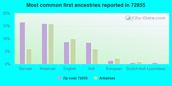 Most common first ancestries reported in 72855