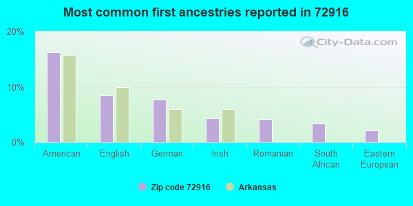 Most common first ancestries reported in 72916
