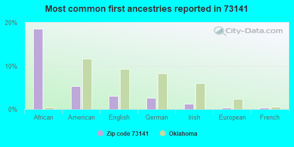 Most common first ancestries reported in 73141