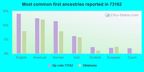 Most common first ancestries reported in 73162