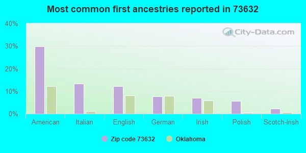 Most common first ancestries reported in 73632