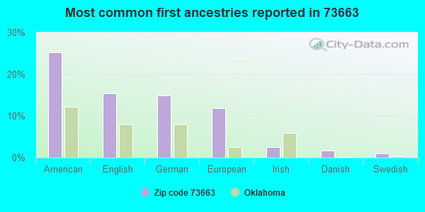 Most common first ancestries reported in 73663