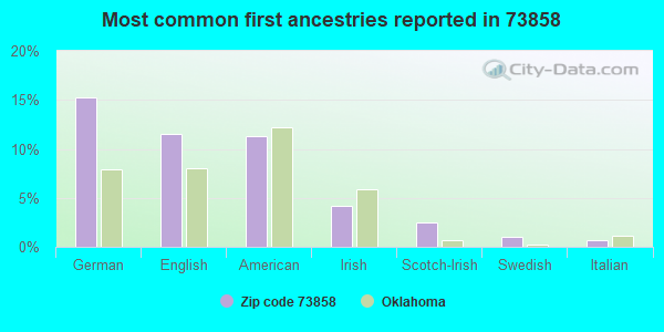 Most common first ancestries reported in 73858