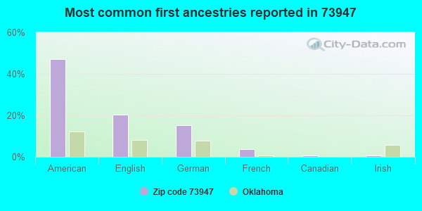 Most common first ancestries reported in 73947