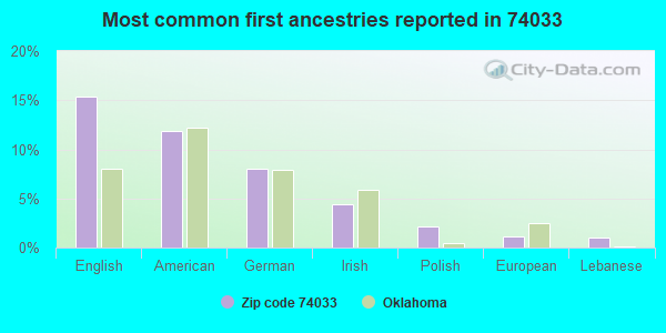Most common first ancestries reported in 74033