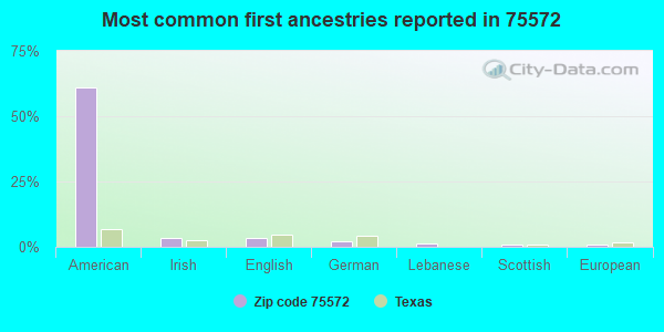 Most common first ancestries reported in 75572