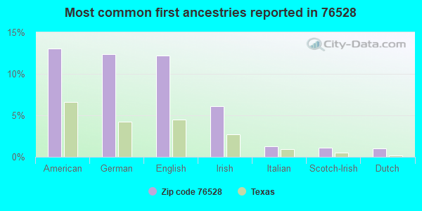Most common first ancestries reported in 76528