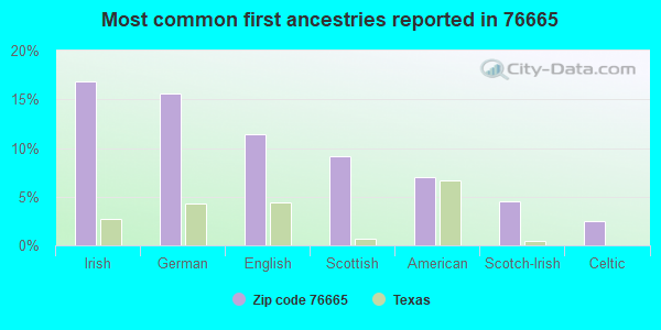 Most common first ancestries reported in 76665