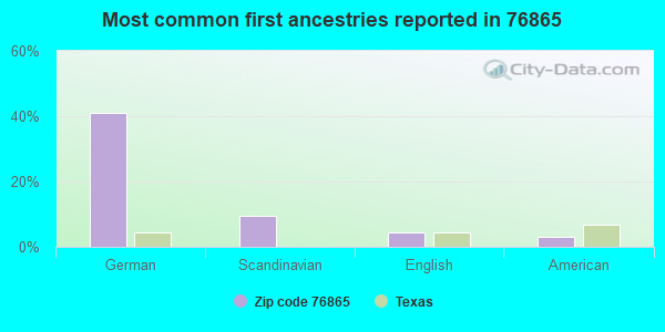 Most common first ancestries reported in 76865
