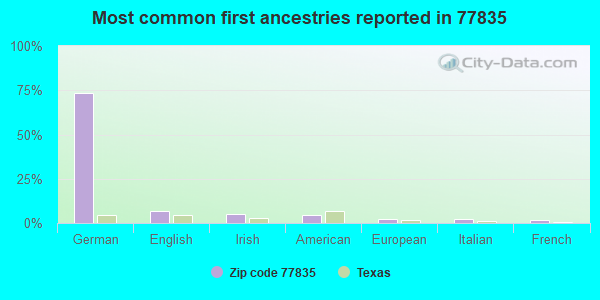 Most common first ancestries reported in 77835