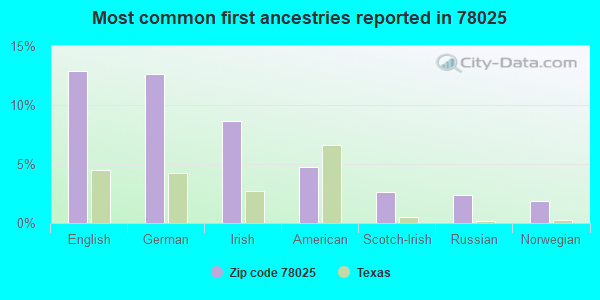 Most common first ancestries reported in 78025