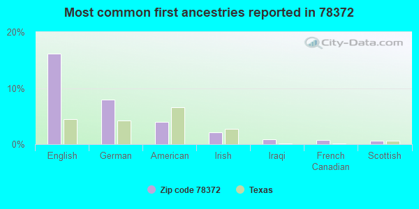 Most common first ancestries reported in 78372