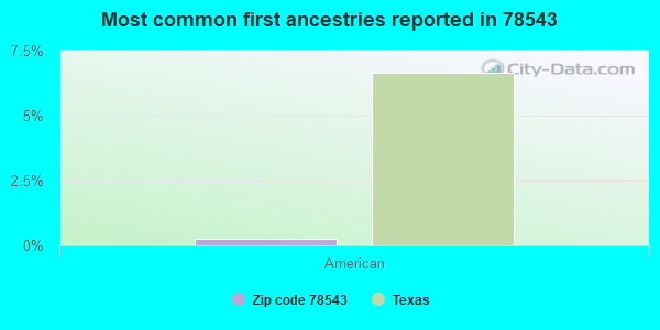 Most common first ancestries reported in 78543