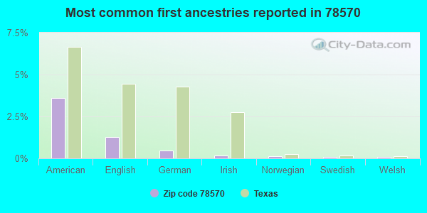 Most common first ancestries reported in 78570