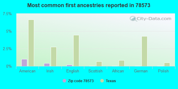 Most common first ancestries reported in 78573