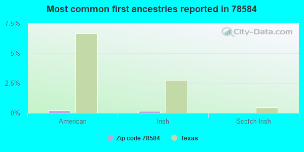 Most common first ancestries reported in 78584