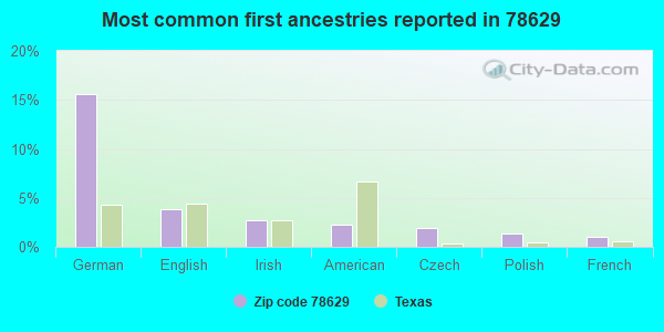 Most common first ancestries reported in 78629