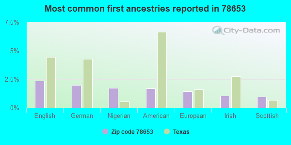 Most common first ancestries reported in 78653