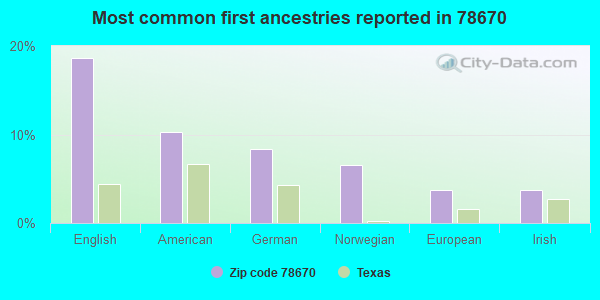 Most common first ancestries reported in 78670