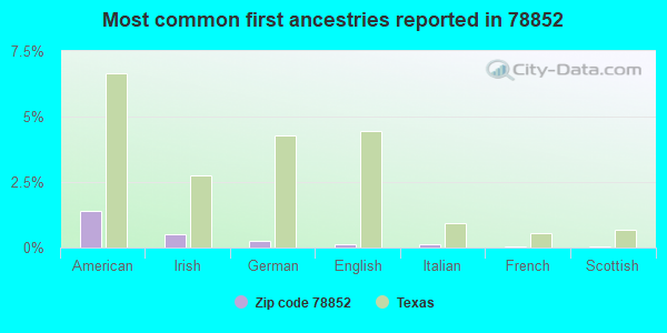 Most common first ancestries reported in 78852