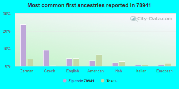 Most common first ancestries reported in 78941
