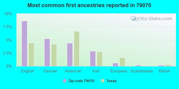 Most common first ancestries reported in 79070
