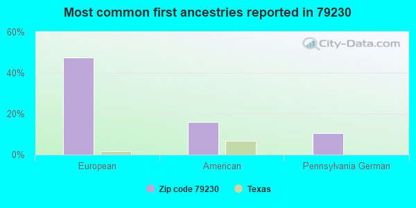 Most common first ancestries reported in 79230