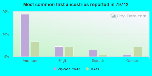 Most common first ancestries reported in 79742