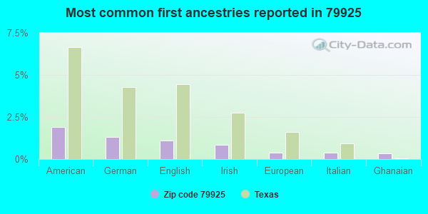 Most common first ancestries reported in 79925