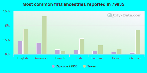 Most common first ancestries reported in 79935