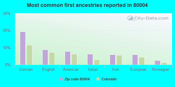 Most common first ancestries reported in 80004