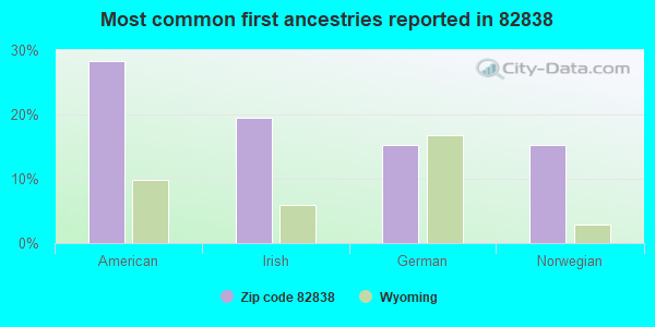 Most common first ancestries reported in 82838