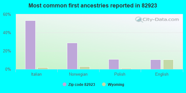 Most common first ancestries reported in 82923