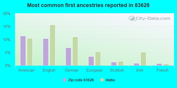 Most common first ancestries reported in 83628