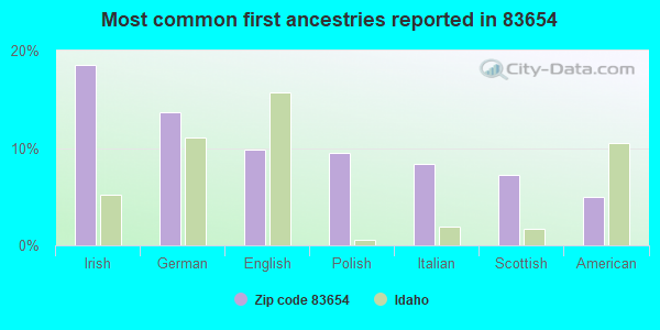 Most common first ancestries reported in 83654
