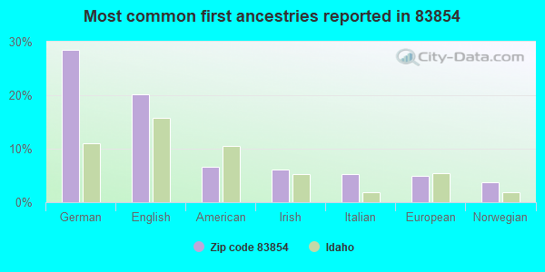 Most common first ancestries reported in 83854