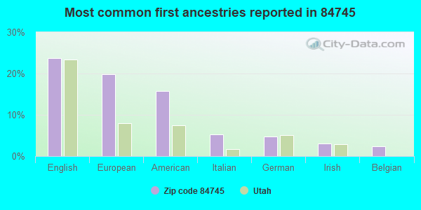 Most common first ancestries reported in 84745